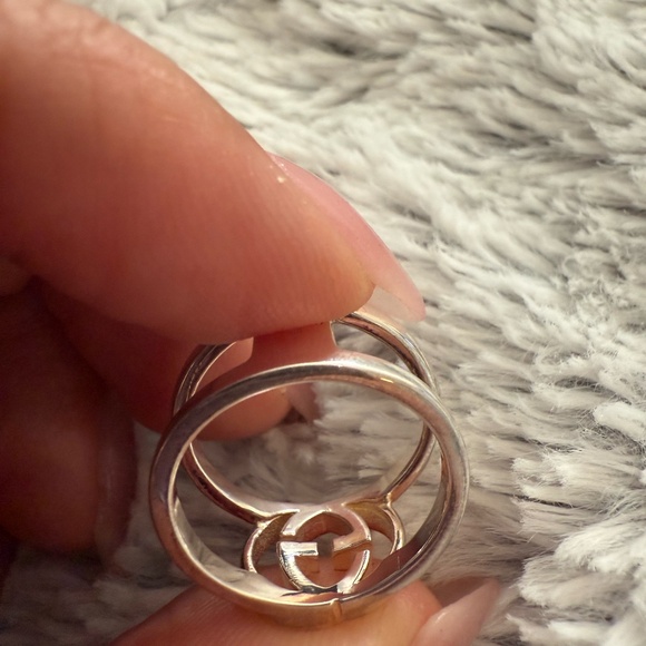 New Gucci Sterling Silver Interlocking G Openwork Statement Ring Size 5.5 - Picture 3 of 4